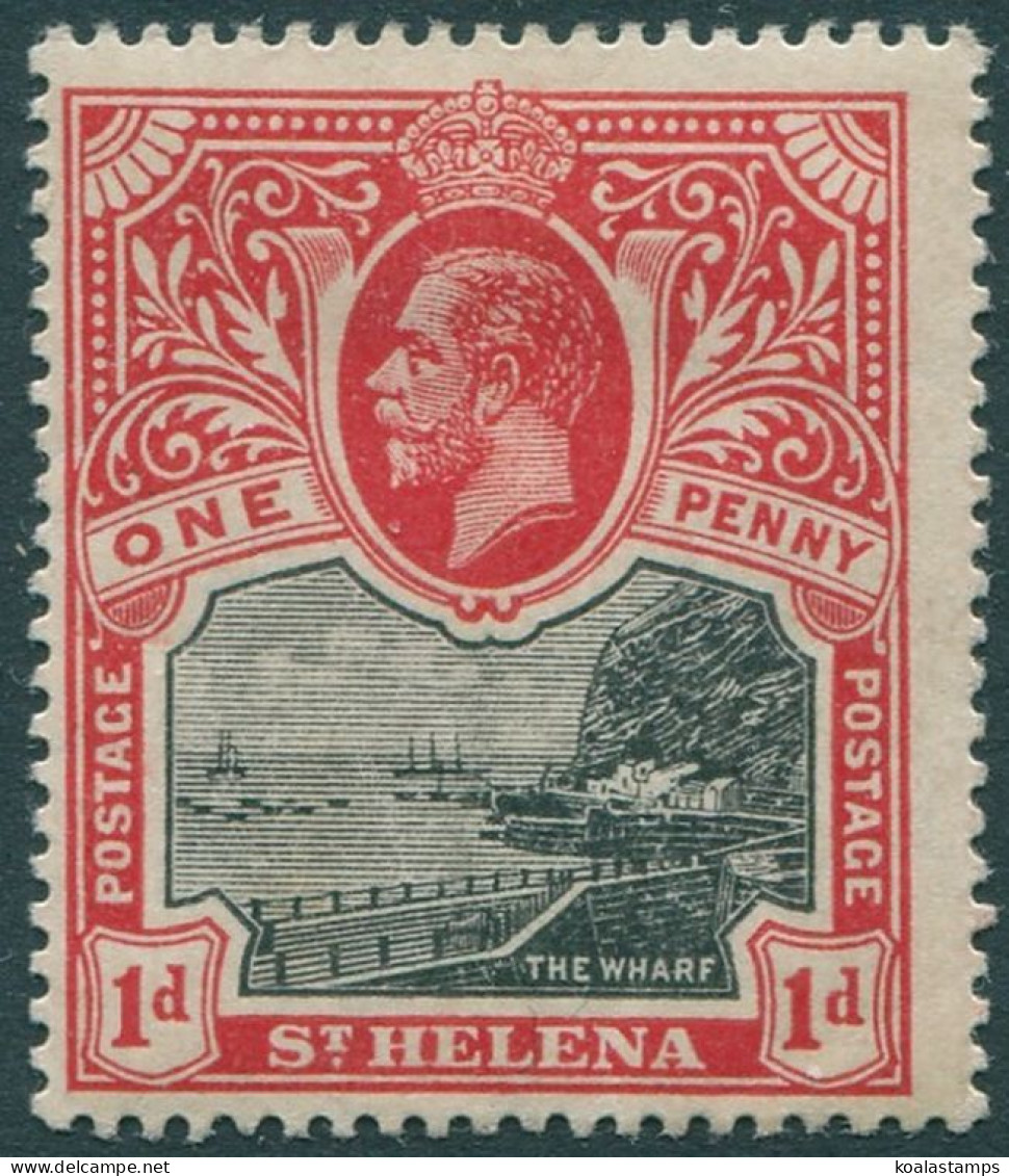 St Helena 1912 SG73 1d Black And Red KGV Wharf MH - Isla Sta Helena