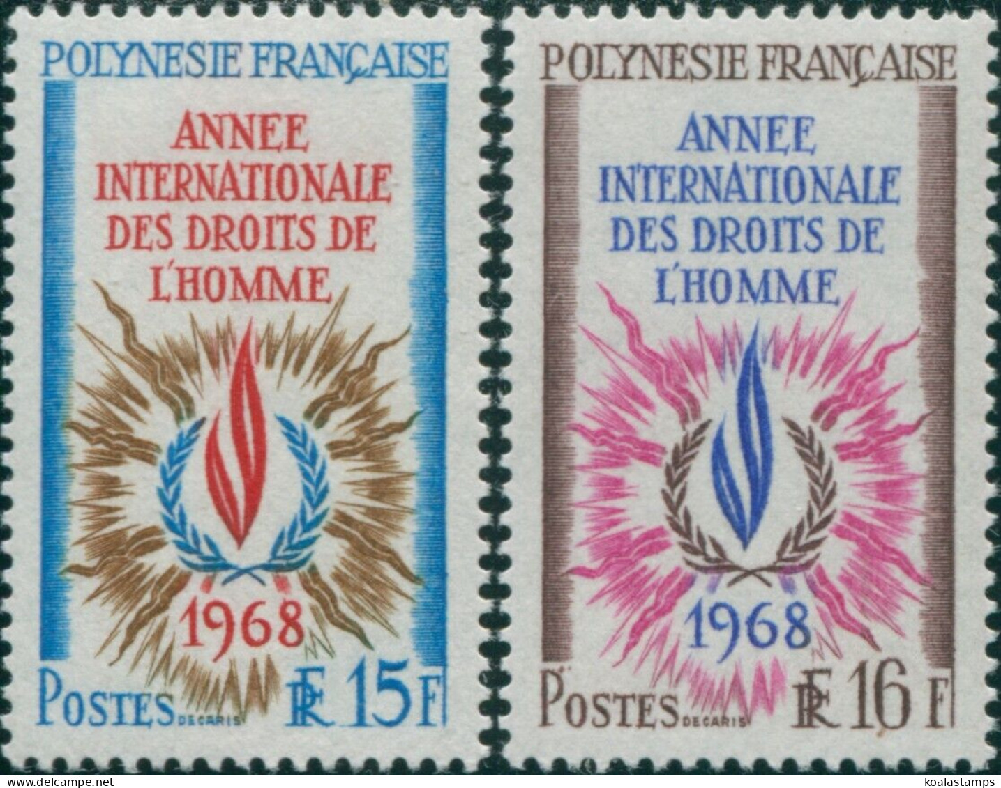 French Polynesia 1968 Sc#243-244,SG88-89 Human Rights Set MNH - Otros & Sin Clasificación