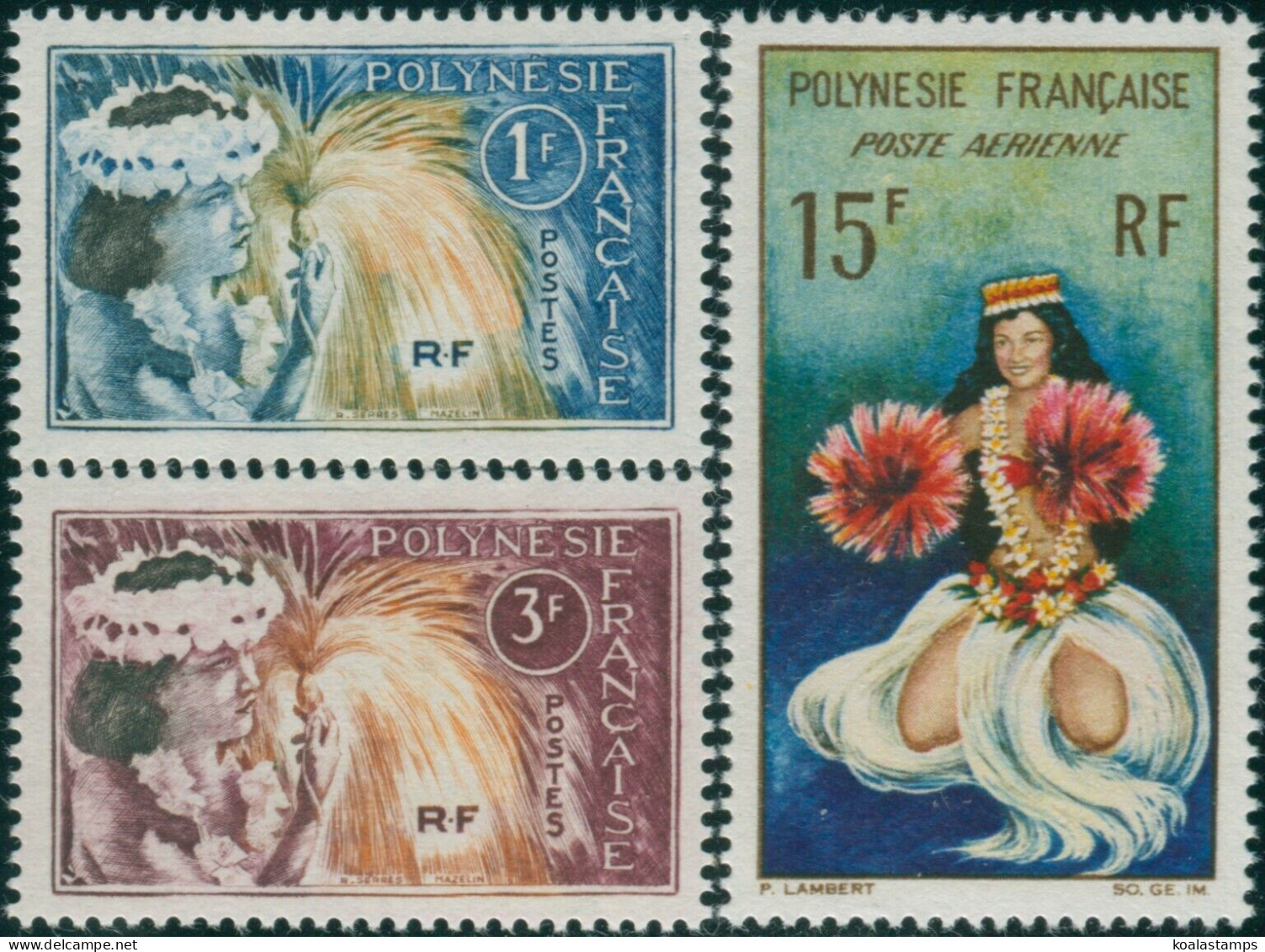 French Polynesia 1964 Sc#208-C30,SG33-35 Tahitian Dancers Set MLH - Andere & Zonder Classificatie