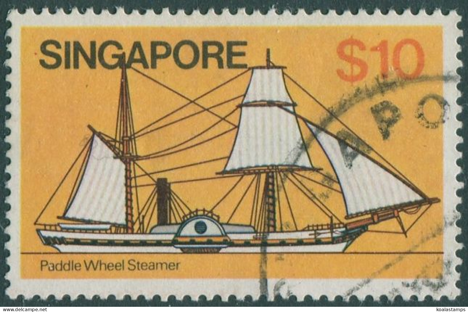 Singapore 1980 SG376 $10 Braganza Paddle Steamer FU - Singapour (1959-...)