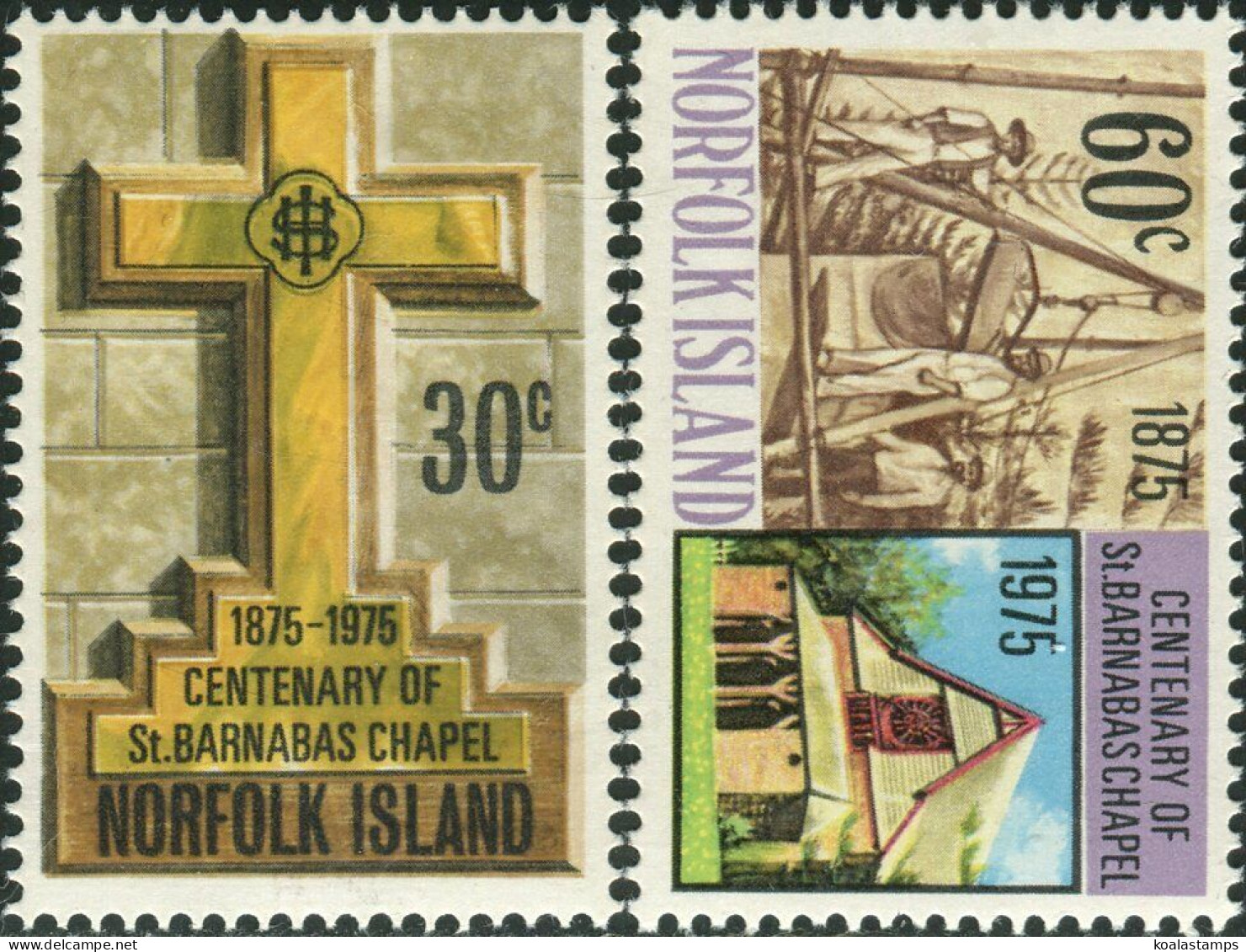 Norfolk Island 1975 SG168-169 Barnabas Chapel Set MNH - Norfolkinsel