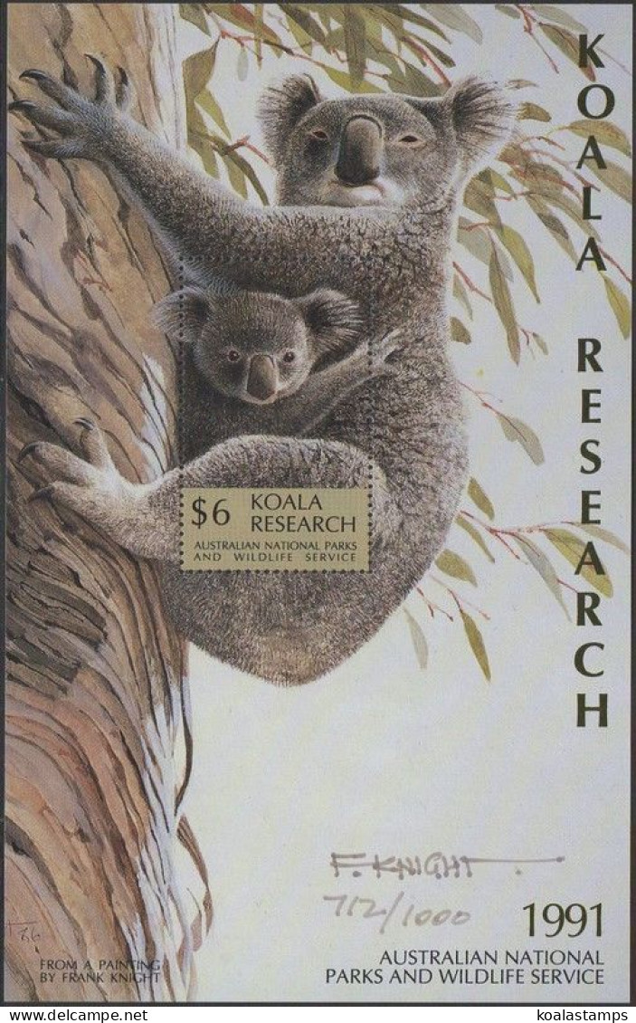 Australia Cinderella Koalas 1991 $6 Koala Research MS MNH - Cinderella