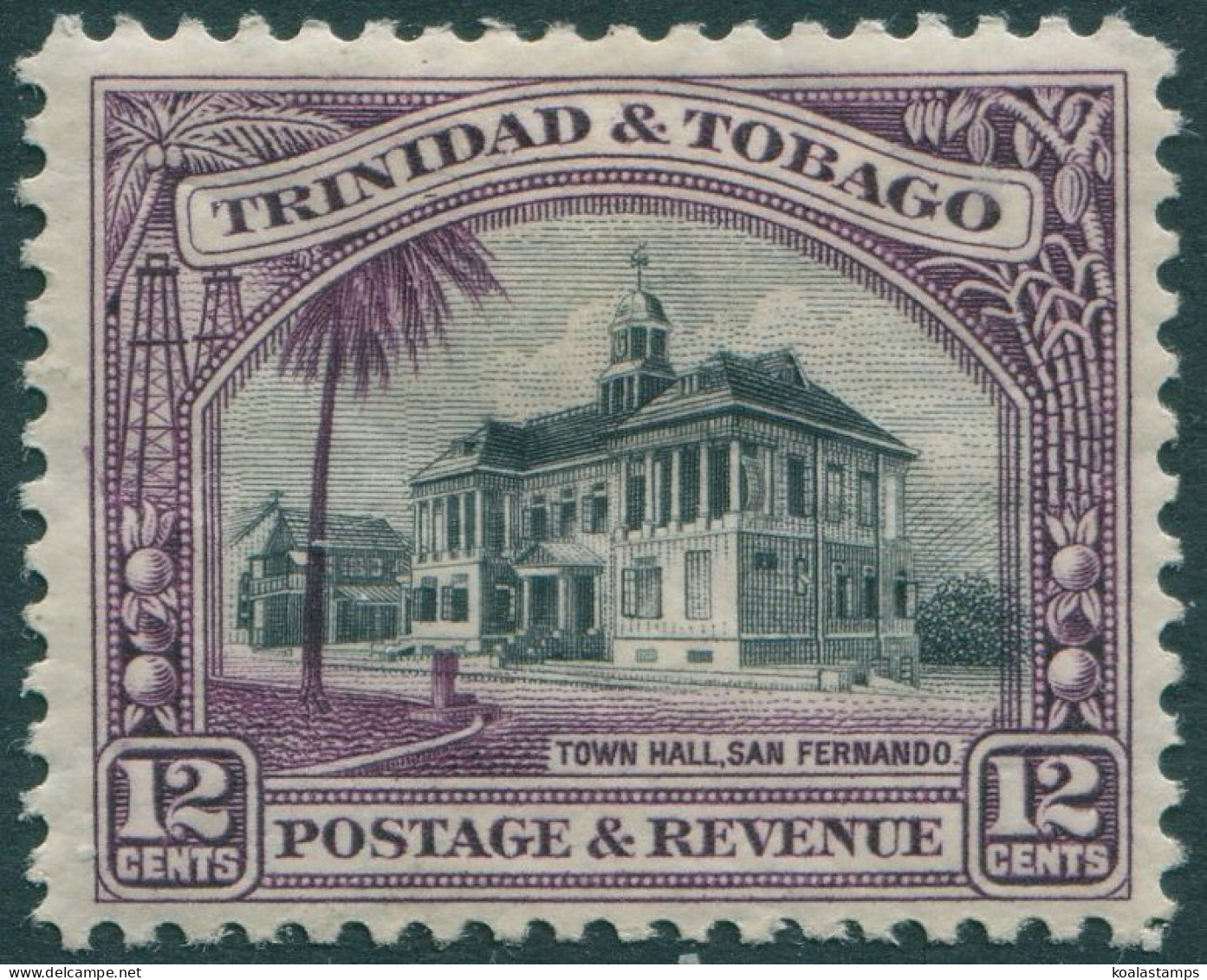 Trinidad & Tobago 1935 SG235 12c Black And Violet Town Hall MH - Trinité & Tobago (1962-...)