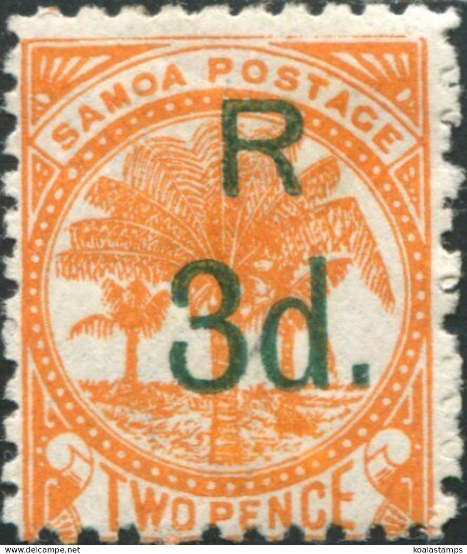 Samoa 1895 SG76 3d On 2d Orange Palm Tree MH - Samoa