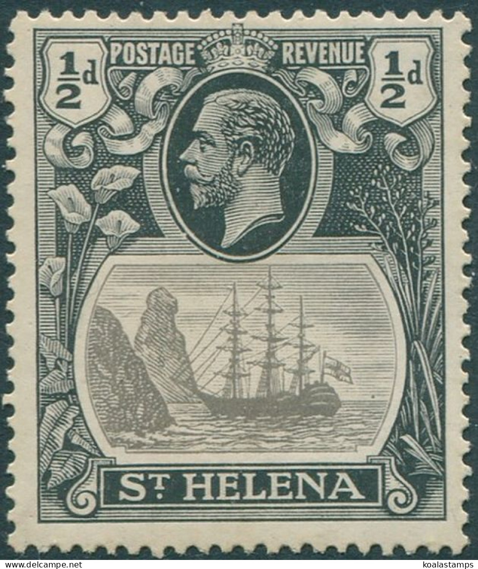 St Helena 1922 SG97 ½d Grey And Black KGV Ship MH - Sint-Helena