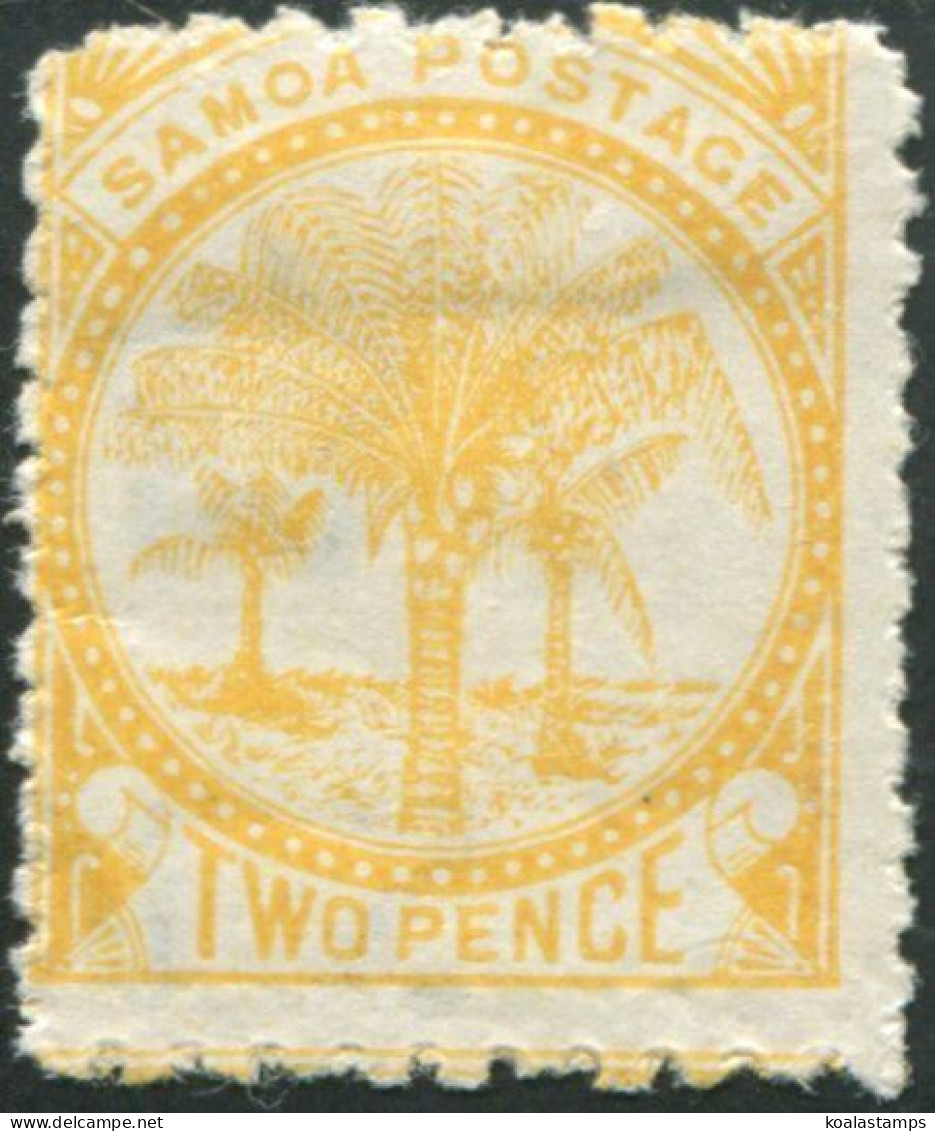 Samoa 1895 SG59 2d Pale Yellow Palm Tree MH - Samoa