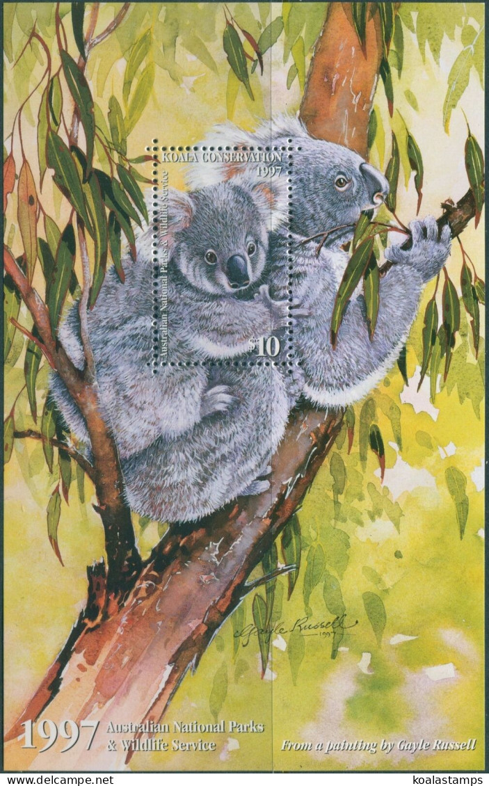 Australia Cinderella Koalas 1997 $10 Koala Conservation MS MNH - Werbemarken, Vignetten