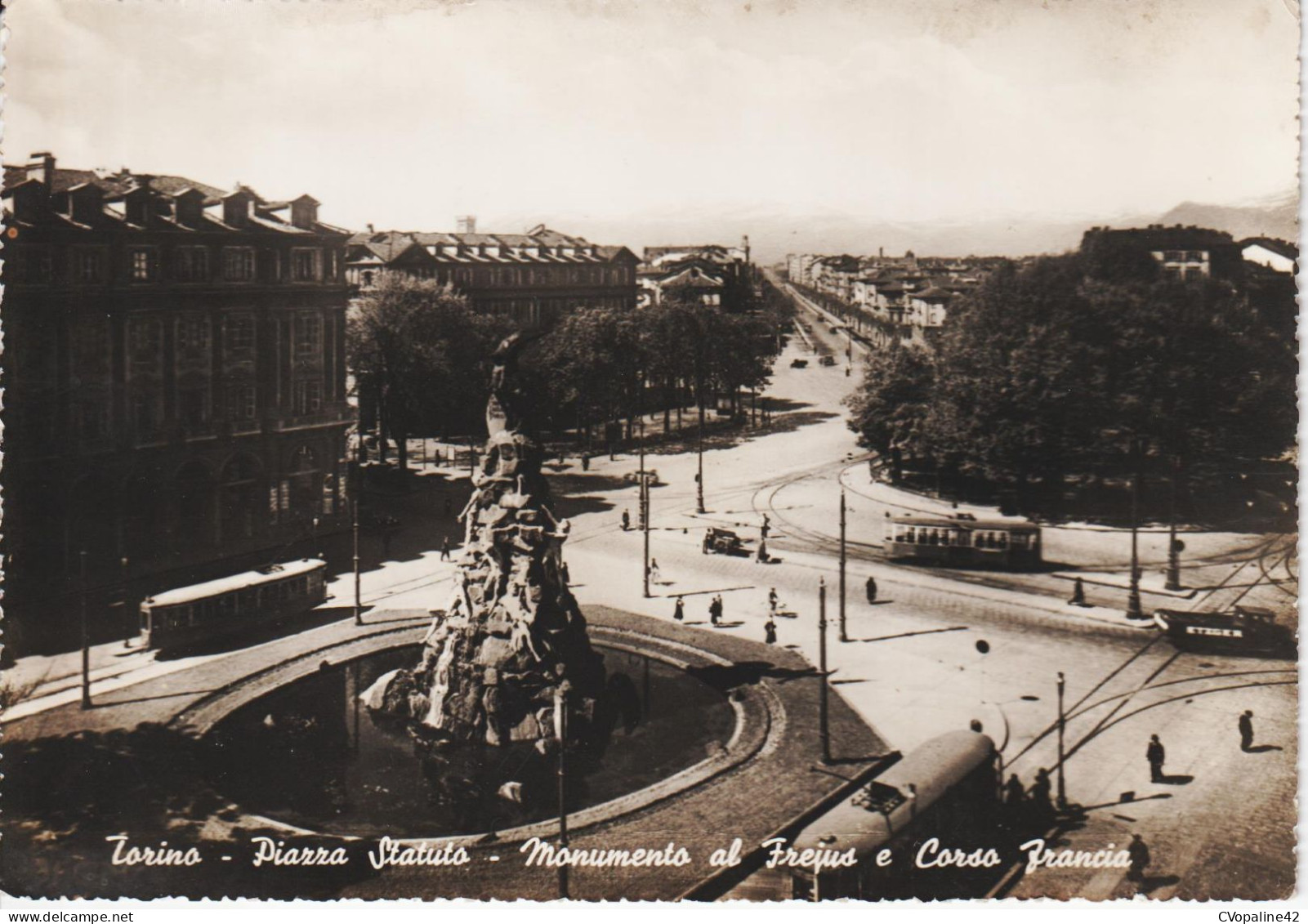 TORINO (Piemonte) Piazza Statuto - Monumento Al Frejus E Corso Francia En 1951 - Mehransichten, Panoramakarten