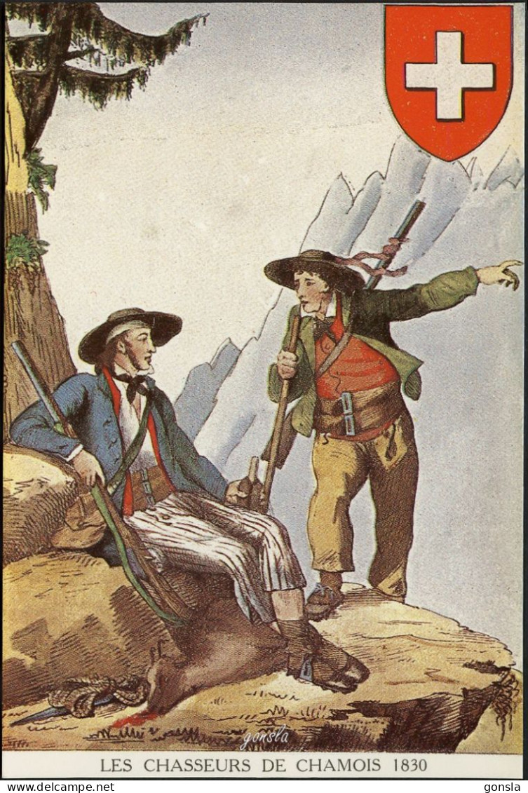 CHASSEURS DE CHAMOIS "Costumes Suisse En 1830" - Vestuarios