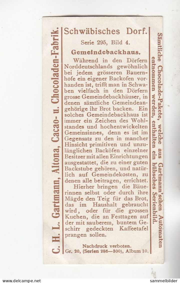 Gartmann  Schwäbisches Dorf   Gemeinde Backhaus    Serie 295 #4 Von 1909 - Autres & Non Classés