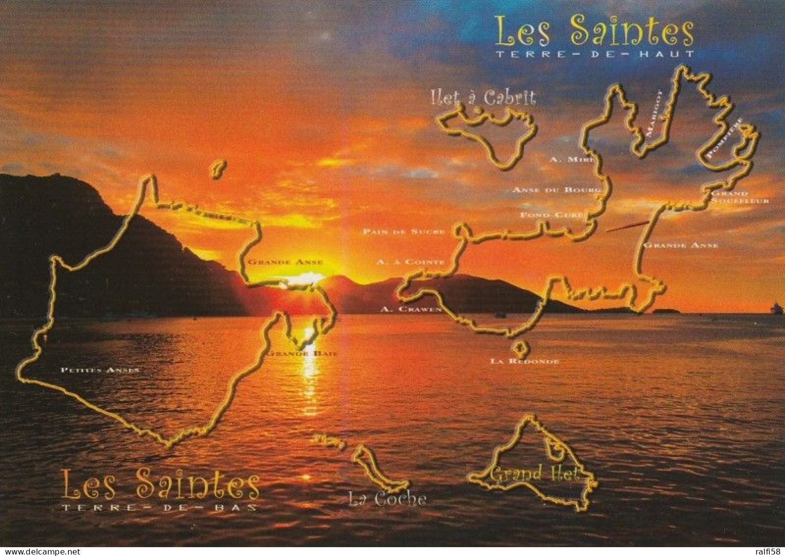 1 Map Of  Les Saintes Islands / Guadeloupe * Landkarte Dieser Inselgruppe Mit Den Inseln Terre-de-Haut Und Terre-de-Bas - Cartes Géographiques