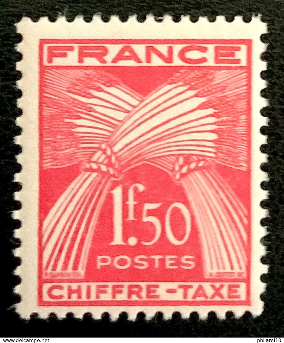 1943 FRANCE N 71 CHIFFRE TAXE 1f50 TYPE GERBES DE BLÉ - NEUF** - 1859-1959 Nuevos