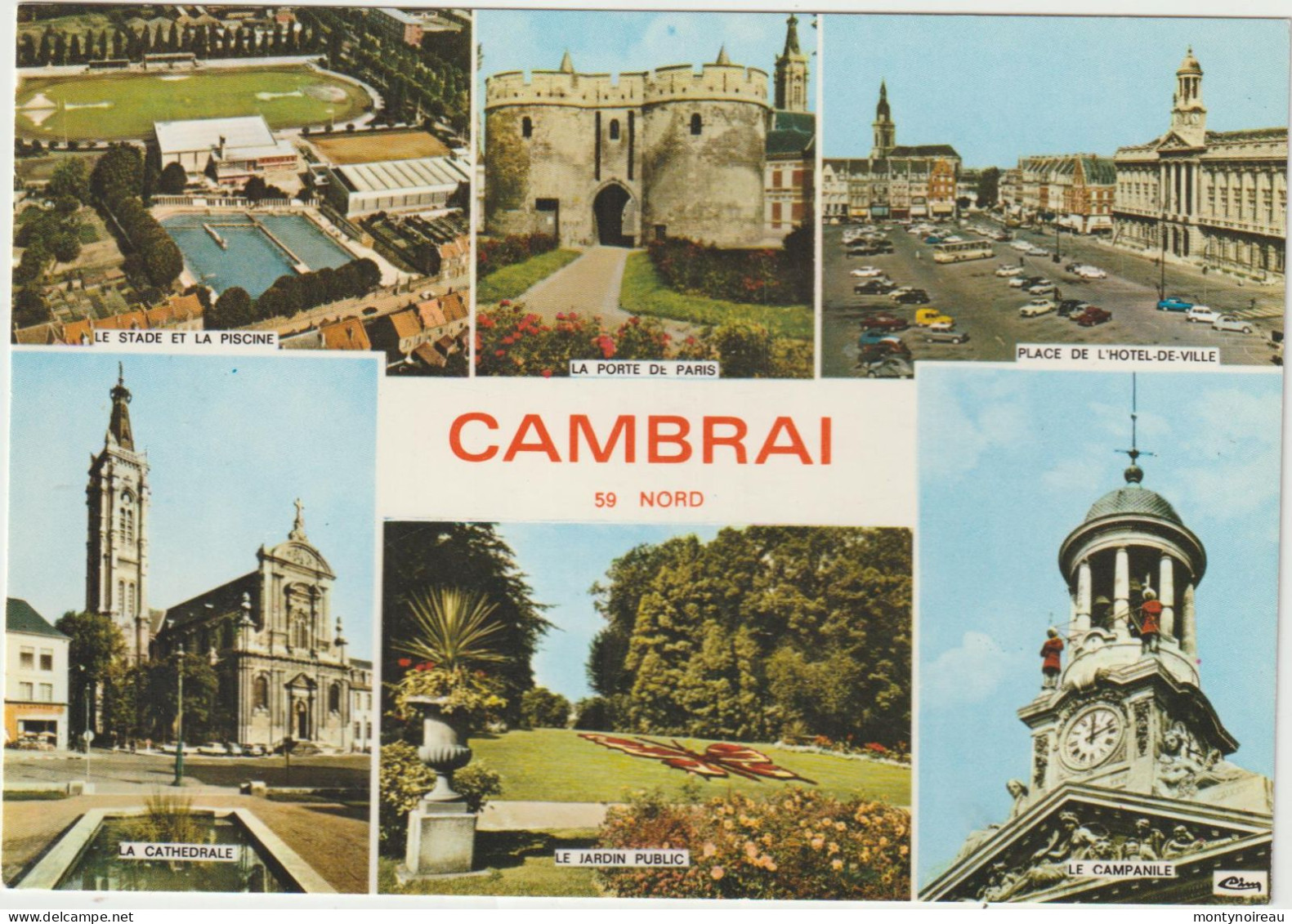 Nord: CAMBRAI :vues , Stade , Hotel De Ville , église, Place - Cambrai