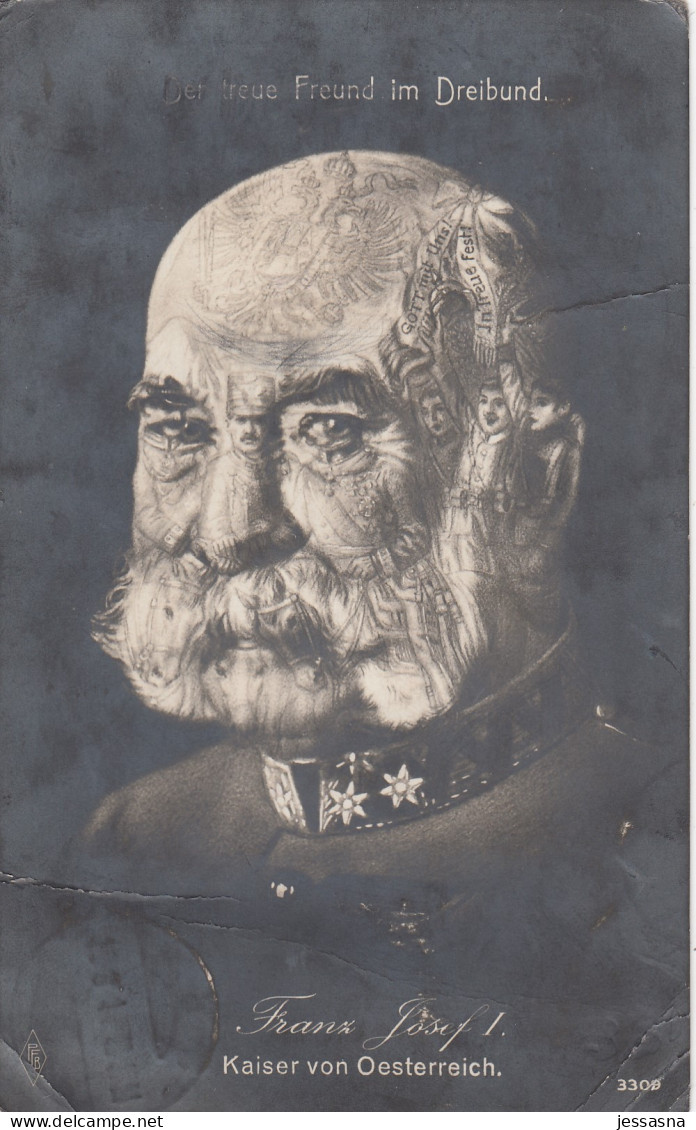 AK - Metamorphose - Monarchen Des Dreibundes U. Soldaten Bilden Das Gesicht D. Kaiser Franz Josef I. Von Österreich 1914 - Sonstige & Ohne Zuordnung