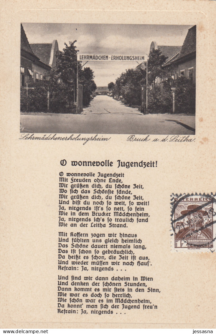 AK - (NÖ) BRUCK A/ D LEITHA - Lehrmädchenerholungsheim - O Wonnevolle Jugendzeit 1935 - Bruck An Der Leitha