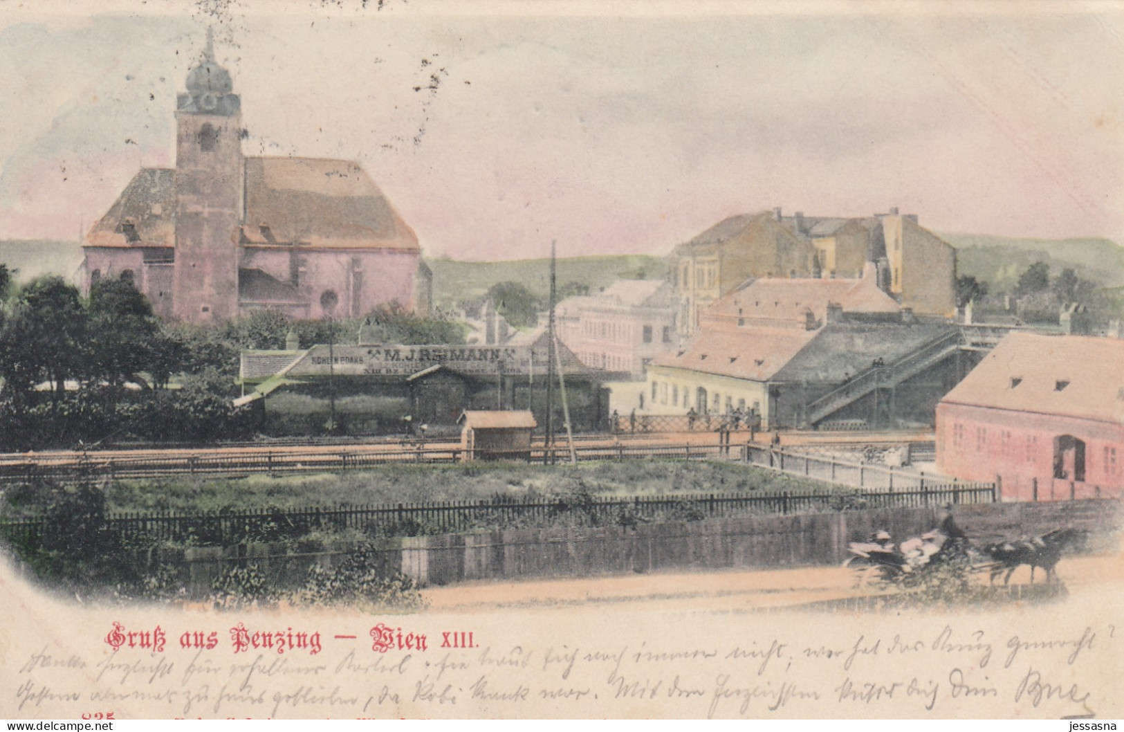 AK - Wien XIV. - Gruß Aus PENZING - Cumberlandstraße - Penzinger Kirche - Blick Von Der Linzer Straße Aus 1899 - Autres & Non Classés