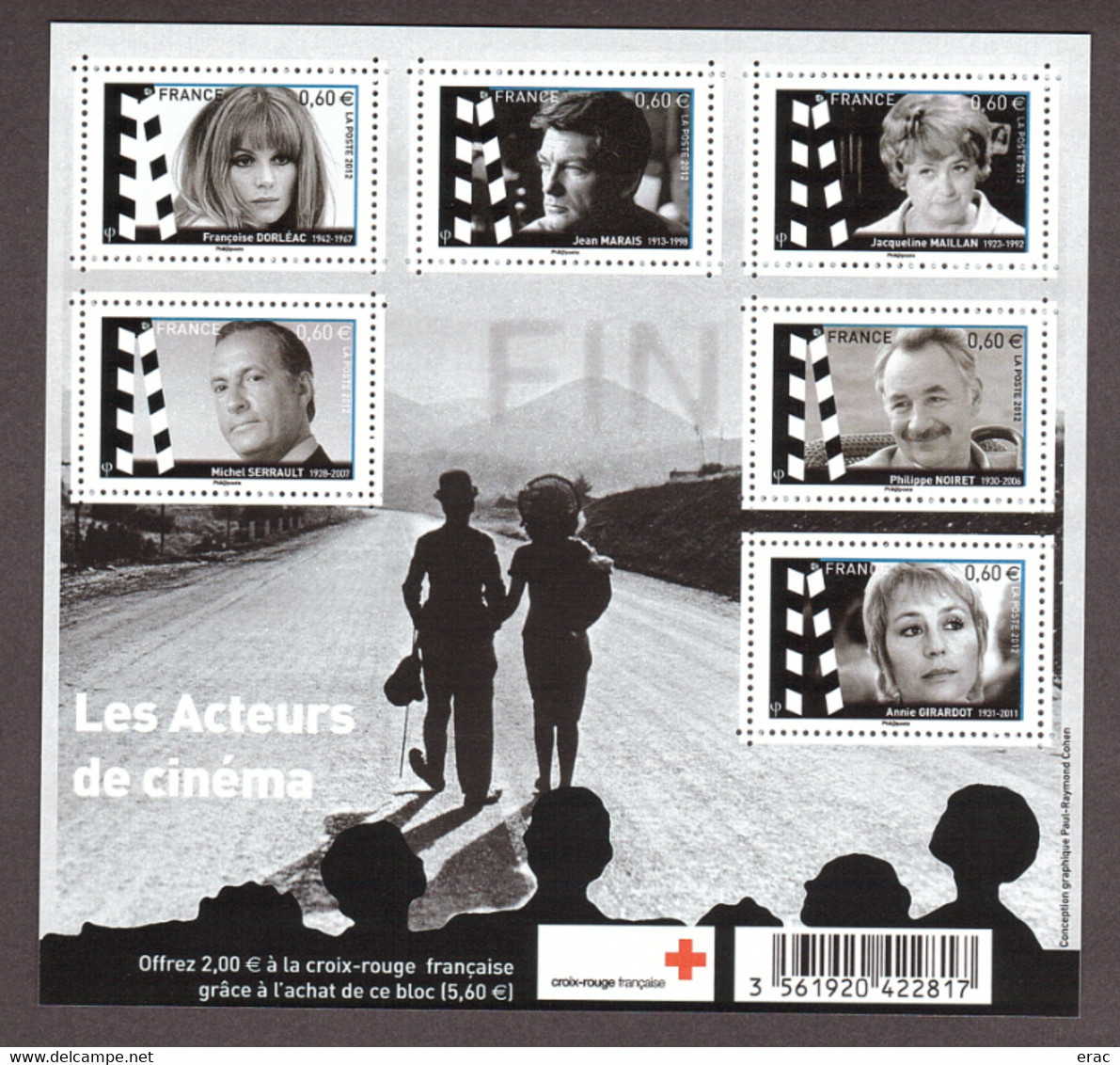 France - 2012 - Feuillet F4690 - Neuf ** - Cinéma Français - Croix-Rouge - Unused Stamps