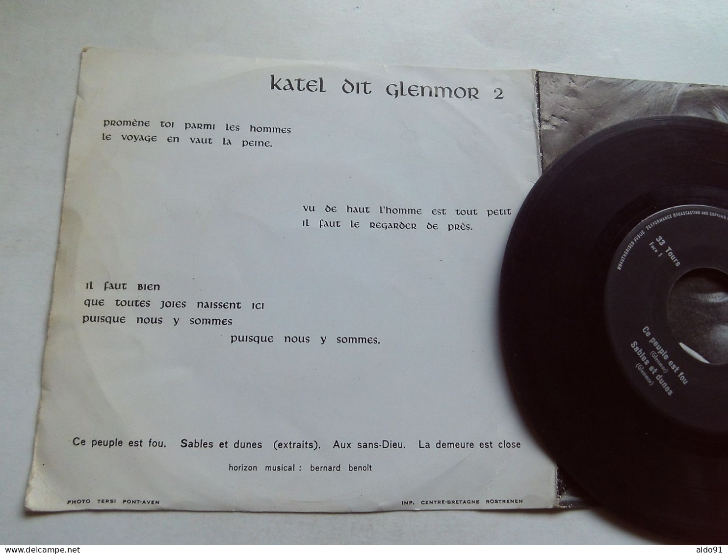 (France - Bretagne - Poésie) - Disque 33 Tours - 17 Cm  " KATEL Dit GLENMOR .... "..........voir Scans - Formats Spéciaux