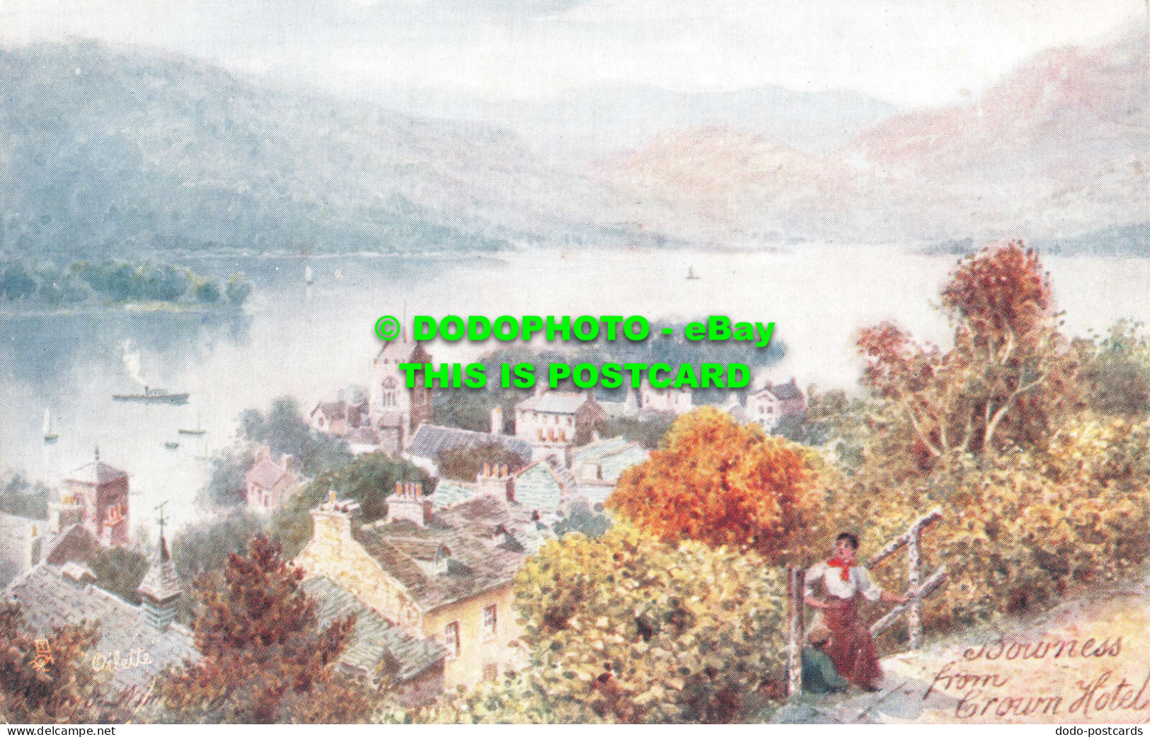 R550036 Bowness From Crown Hotel. Picturesque English Lakes. H. B. Wimbush. Tuck - Mundo