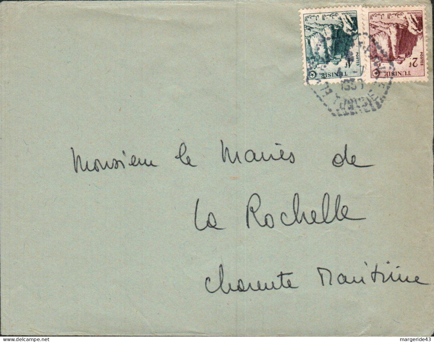 TUNISIE AFFRANCHISSEMENT COMPOSE SUR LETTRE POUR LA FRANCE 1957 - Tunisia