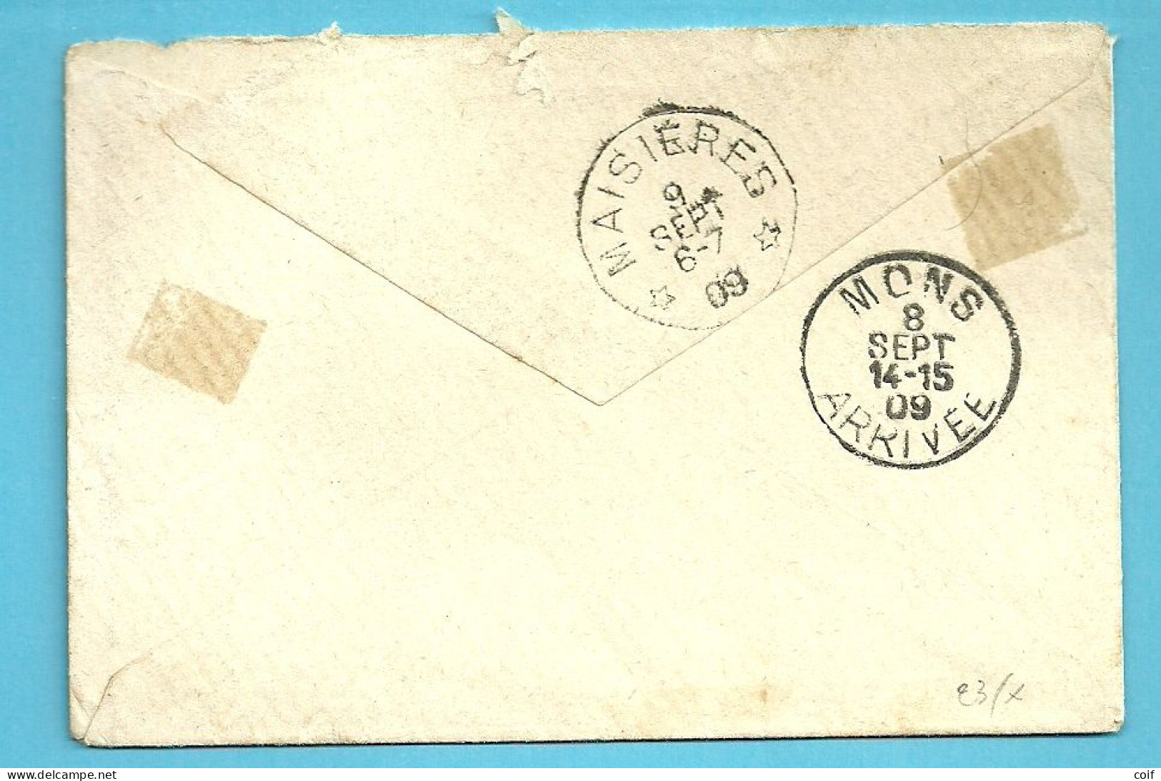 74 Op Brief Stempel JOLIMONT Naar MONS En Doorverzonden Naar Sterstempel (relais) * MAISIERES * - 1905 Thick Beard