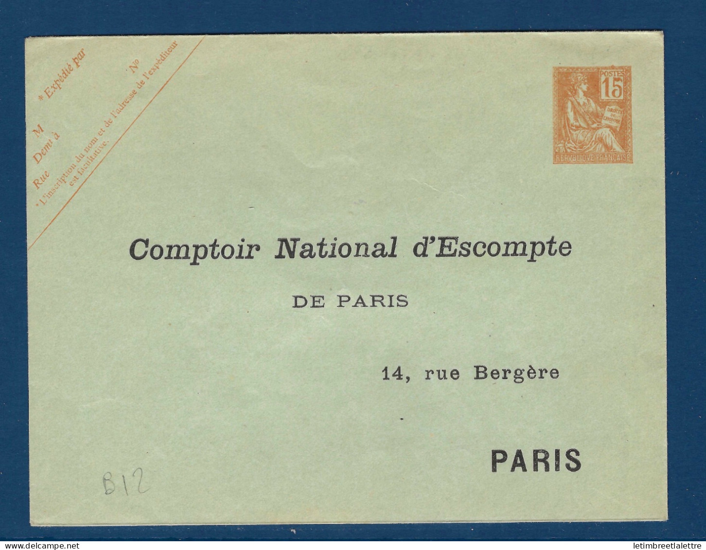 France - Entier Postal - Enveloppe B 12- 1901 - Standard Postcards & Stamped On Demand (before 1995)