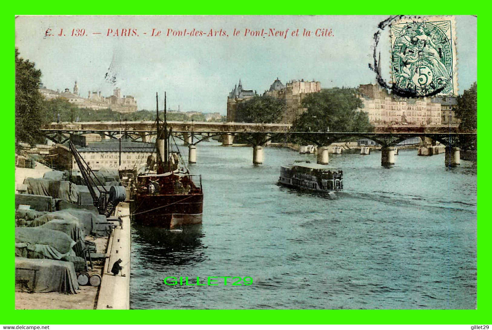 SHIP, BATEAUX - PARIS (75) LE PONTS-DES-ARTS, LE PONT-NEUF ET LA CITÉ - ANIMÉE DE BATEAUX - CIRCULÉE EN 1906 - - Other & Unclassified