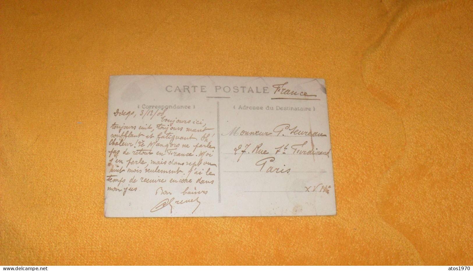 CARTE POSTALE ANCIENNE CIRCULEE DE 1908../ DIEGO SUAREZ.- ROUTE DE TANAMBAO...CACHET + TIMBRE - Madagascar