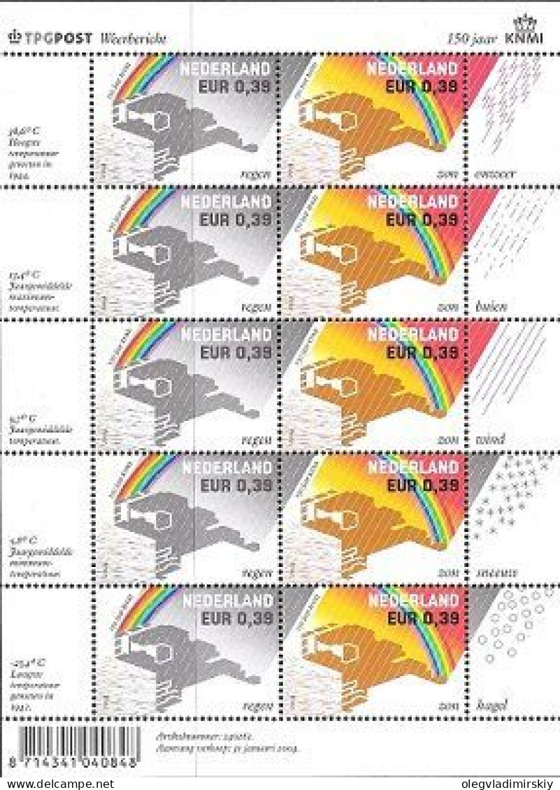 Netherlands Pays-Bas Niederlande 2004 Royal Meteorology Institute 150 Ann Sheetlet MNH - Blokken