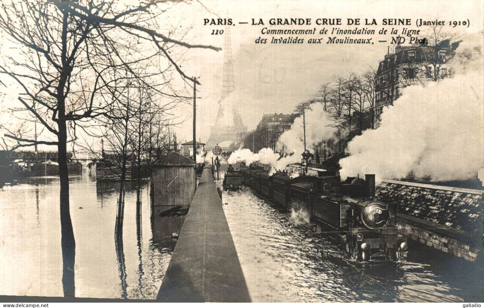 PARIS GRANDE CRUE DE LA SEINE COMMENCEMENT DE L'INONDATION DE LA LIGNE DES INVALIDES AUX MOULINEAUX - Überschwemmung 1910