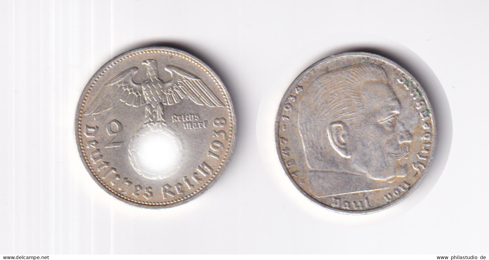 Silbermünze 2 RM Hindenburg 1938 B Jäger Nr. 366/7 - Andere - Europa