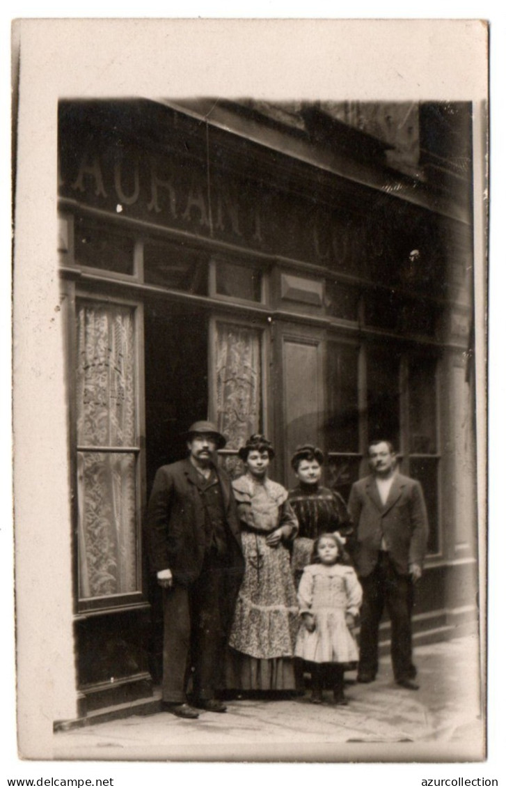 Devanture D'un Restaurant. Carte Photo Animée Non Située ( Lyon ? ) - Cafes