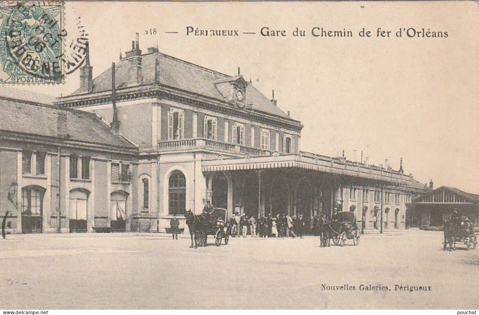 QU 1-(24) PERIGUEUX - GARE DU CHEMIN DE FER D' ORLEANS- CALECHES - ANIMATION - 2 SCANS - Périgueux