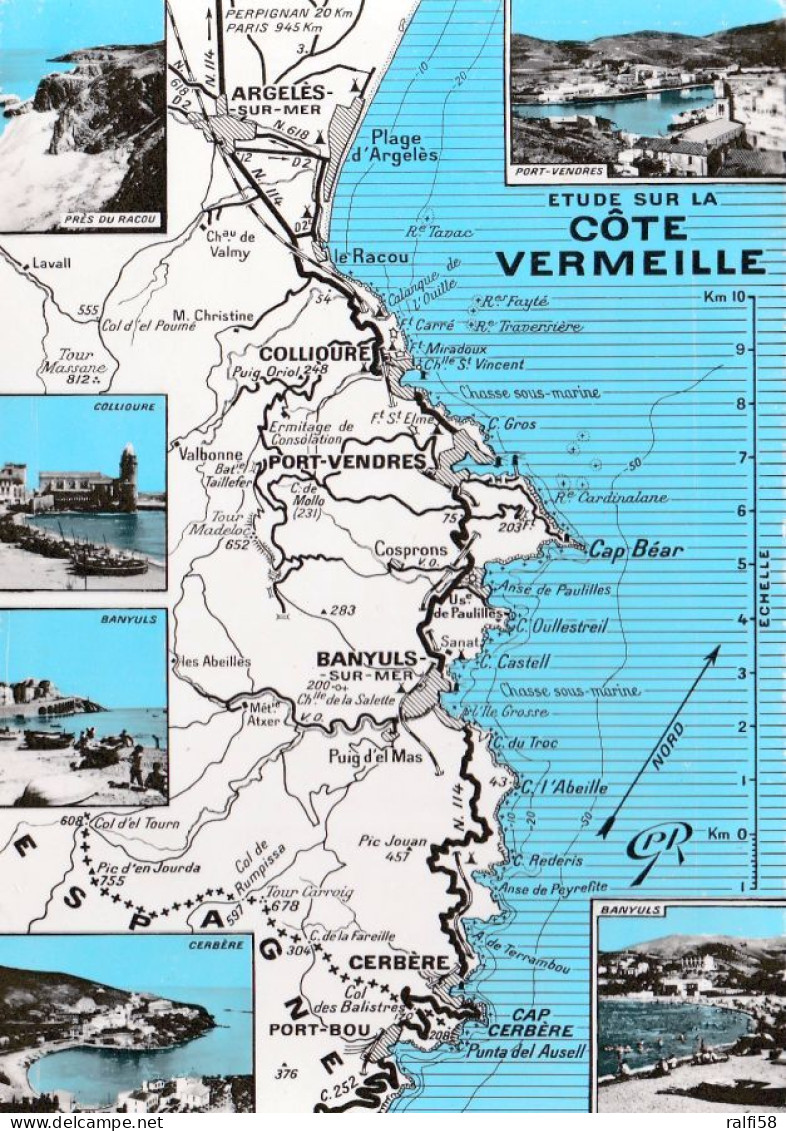 1 Map Of France * 1 Landkarte - Mit Der Côte Vermeille - Der Südwestlichste Abschnitt Der Französischen Mittelmeerküste - Mapas