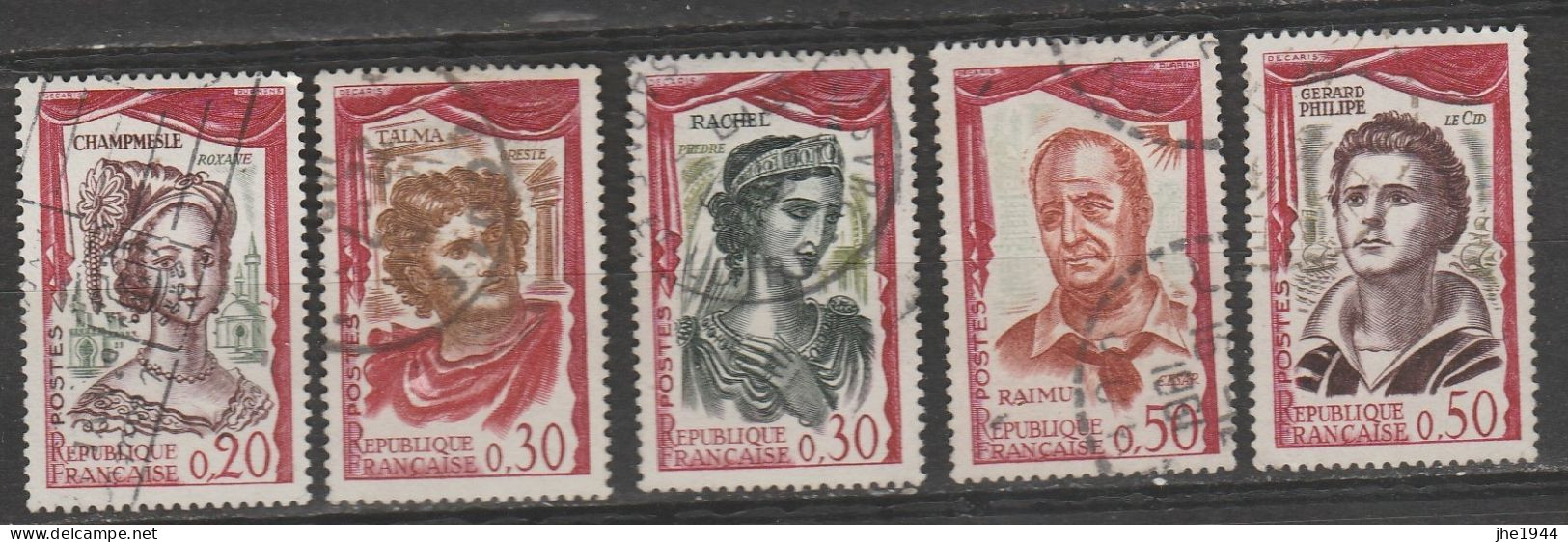 France N° 1301 à 1305 La Série Comediens Français - Used Stamps