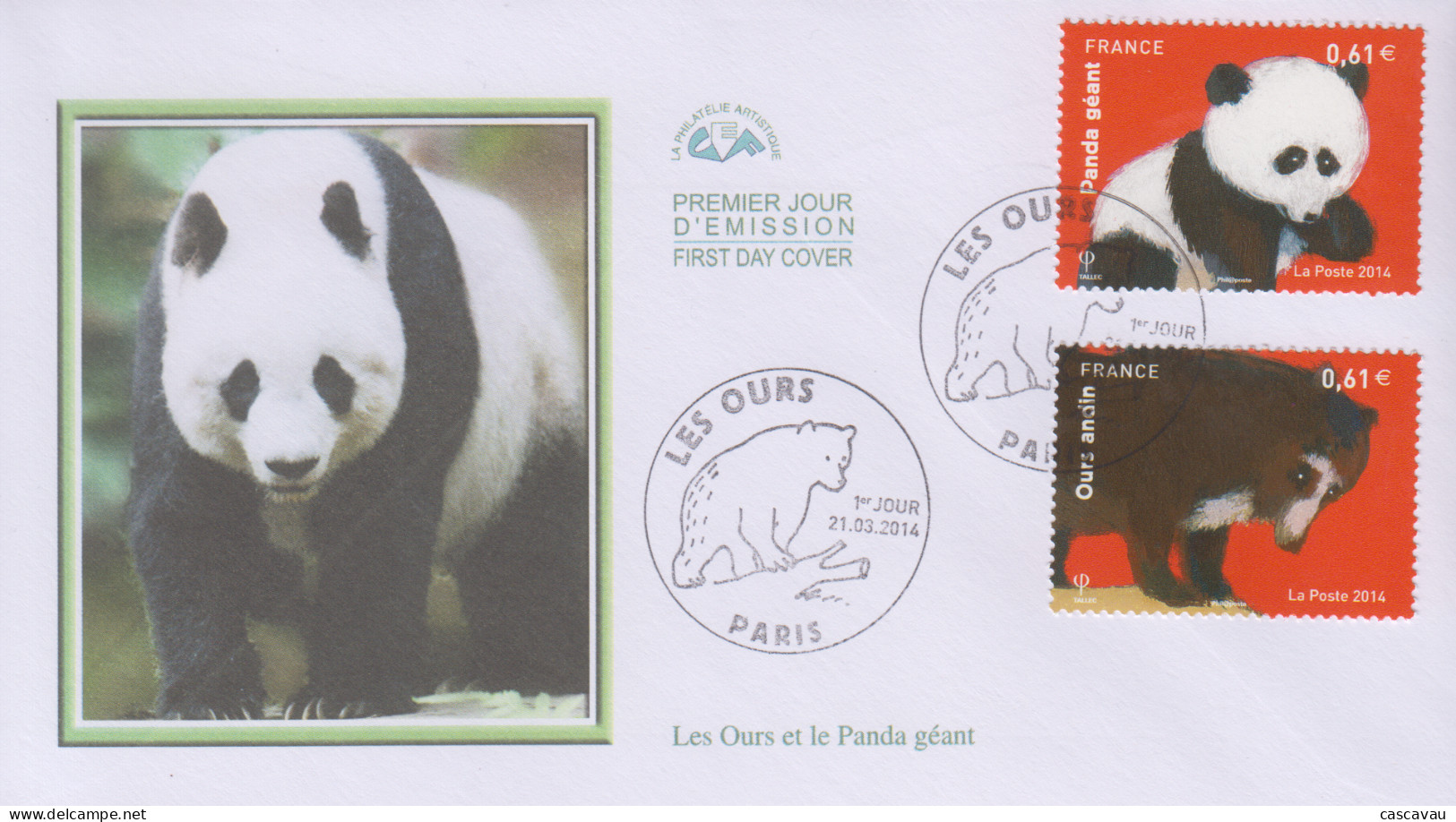 Enveloppe  FDC   1er   Jour    FRANCE   Les  Ours   Et   Le  Panda  Géant    2014 - 2010-2019