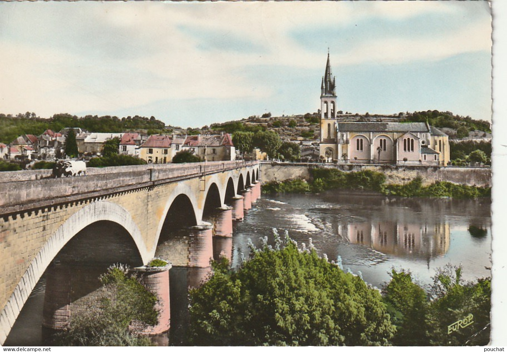 QU 2-(24) LALINDE - L' EGLISE ET LE PONT - CARTE COULEURS - 2 SCANS - Autres & Non Classés