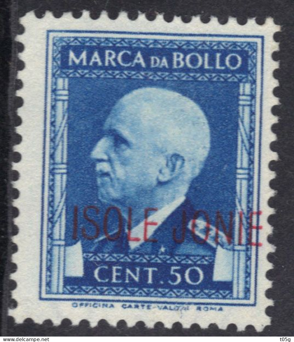 Ionian Italy Greece- Grece- Hellas 1941:  REVENUE Fiscal Stamps 50cent No Gum - Islas Ionian