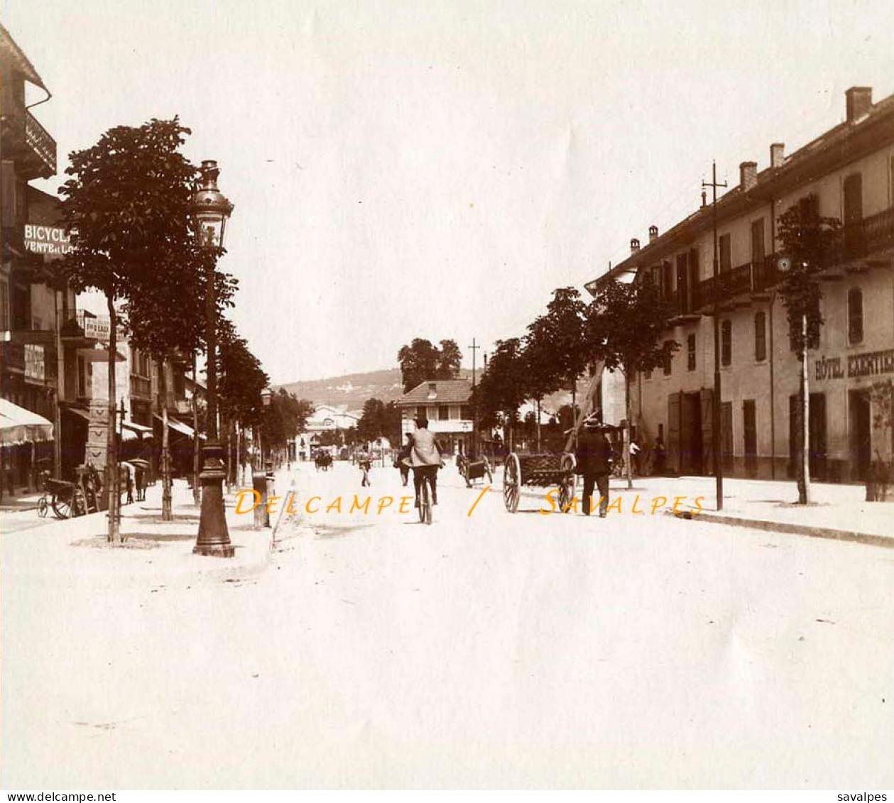 Savoie 1897 * Aix-les-Bains, Thermes, Arc Campanus, Rue De Genève Hôtel Exertier * 4 Photos Originales - Orte