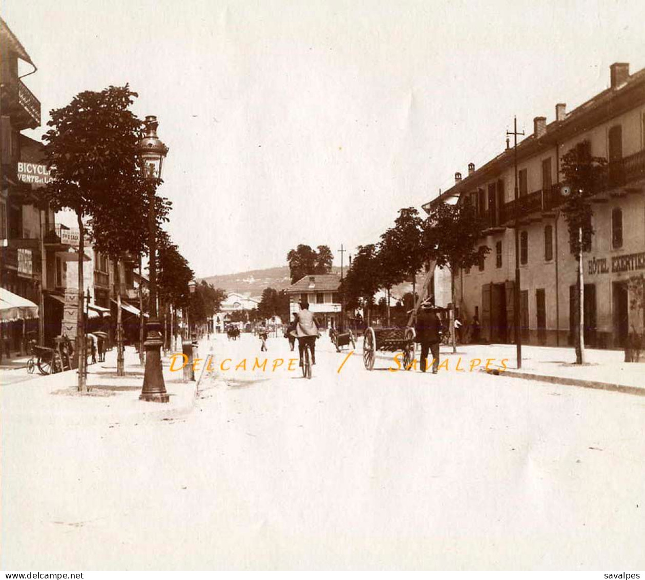 Savoie 1897 * Aix-les-Bains, Thermes, Arc Campanus, Rue De Genève Hôtel Exertier * 4 Photos Originales - Lieux