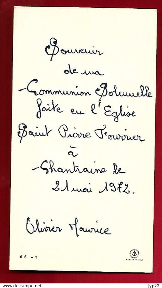 Image Pieuse Ed F.B. Bonella 66-7 - Communion Olivier Maurice Saint Pierre Fourier Chantraine 21-05-1972 - Devotieprenten