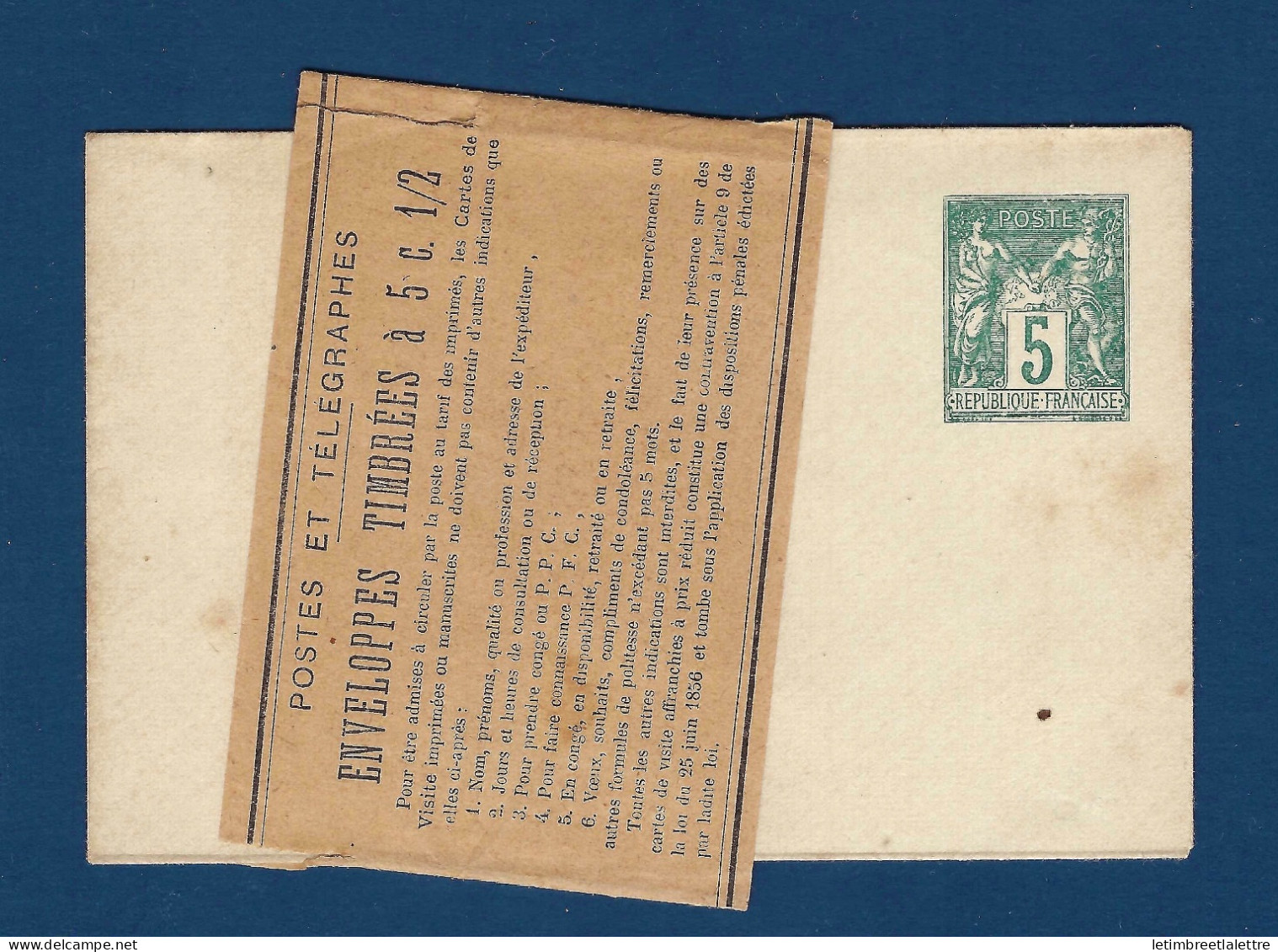 France - Entier Postal - Enveloppe Sage D - Avec Manchette - 1900 - Standaardpostkaarten En TSC (Voor 1995)