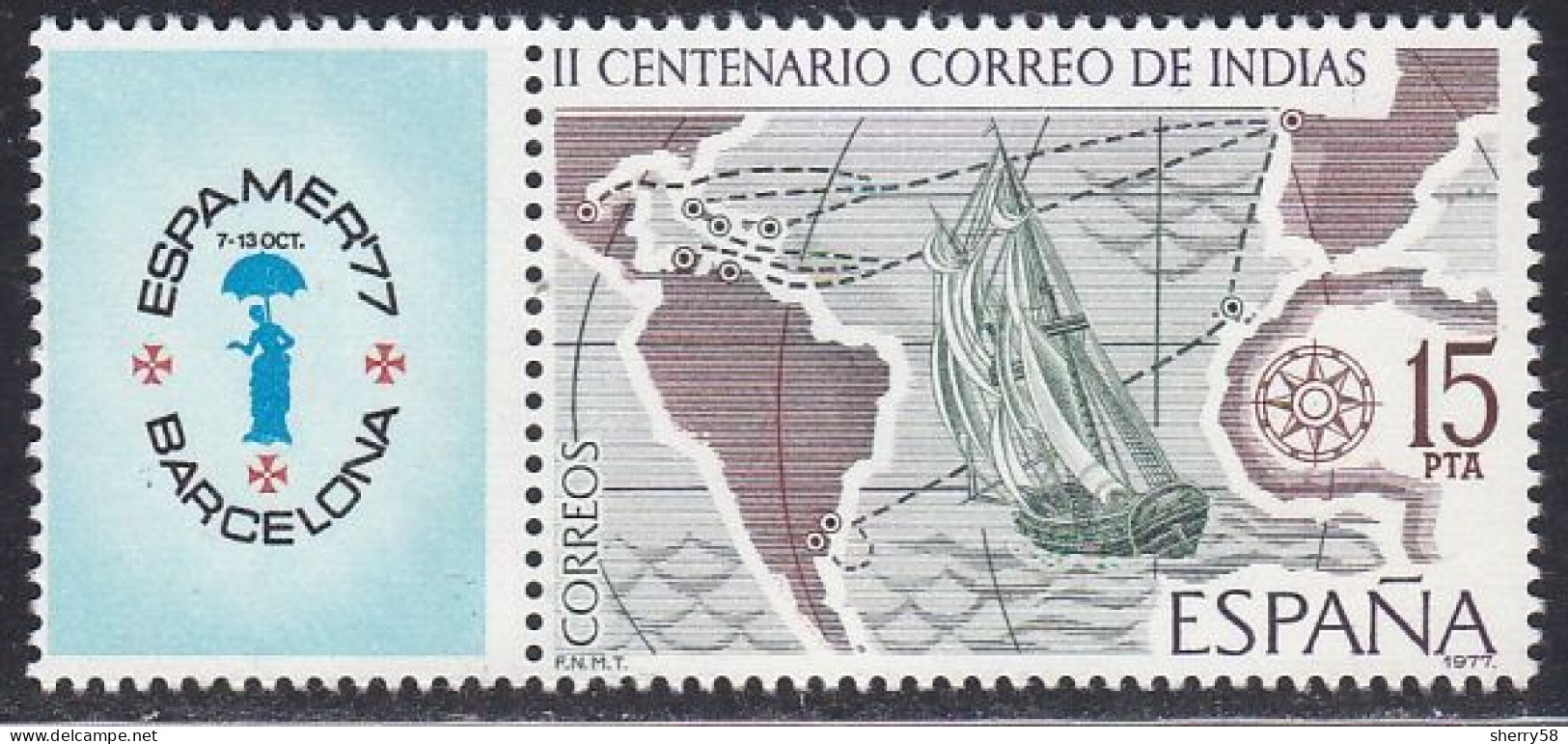 1977-ED. 2437-COMPLETA CON BANDELETA-CORREO MARITIMO.ESPAMER'77-NUEVO - Neufs