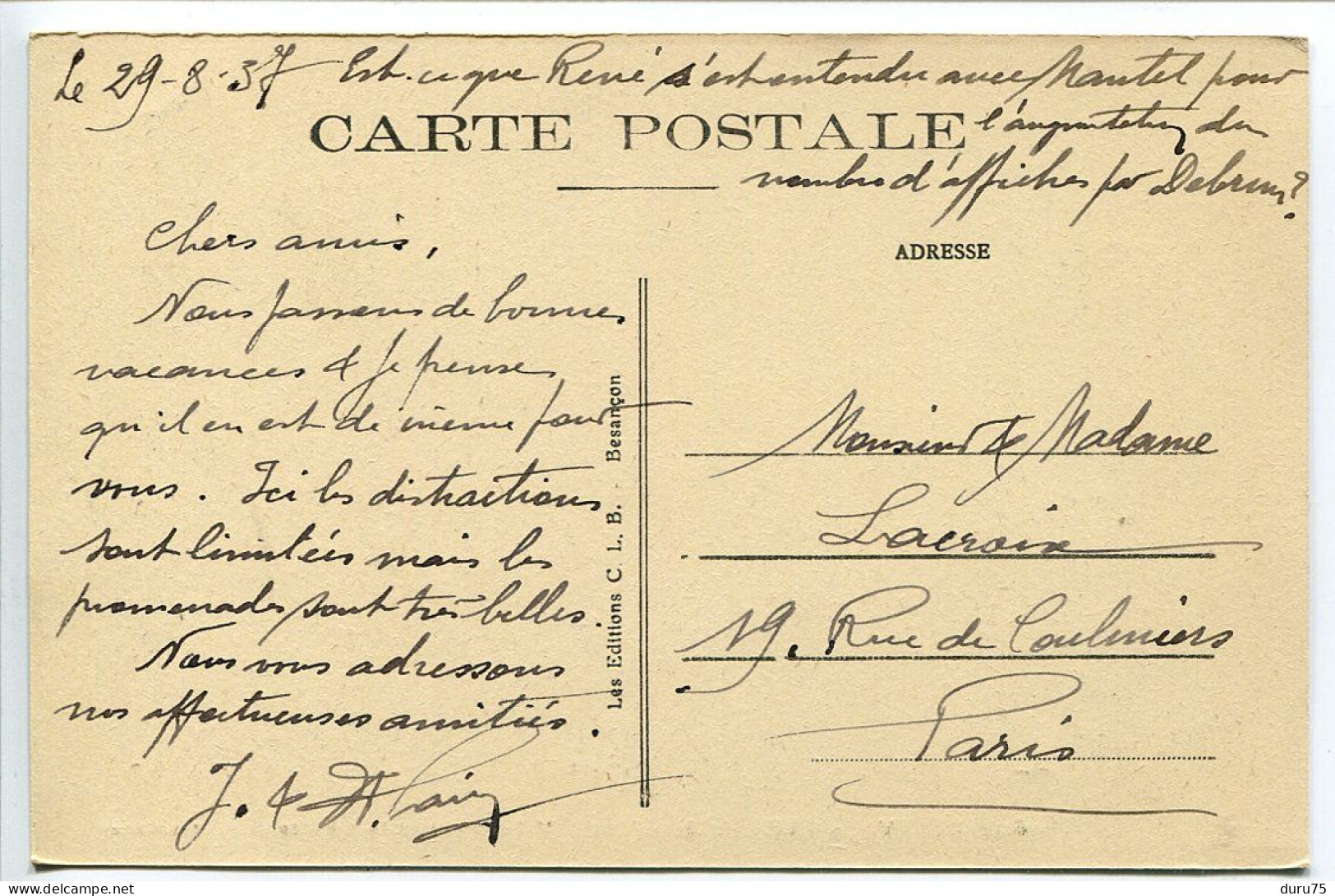 Ecrite En 1937 * RECEY Sur OURCE Val D'Arce Et La Guette * Editeur Buretey - Sonstige & Ohne Zuordnung