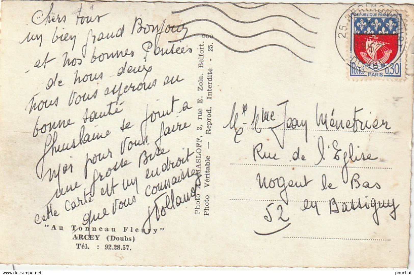 QU 5-(25) " AU TONNEAU FLEURY " - ARCEY - CARTE MULTIVUES  - 2 SCANS - Other & Unclassified