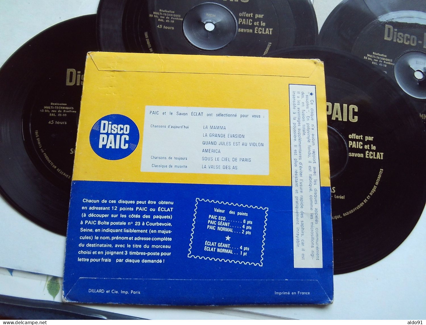 (Publicité Lessive PAIC - Disques Souples) - Disco PAIC- Pochette + 4 Disques 45 Tours  (diamètre 15,5 Cm) ...voir Scans - Sonstige & Ohne Zuordnung