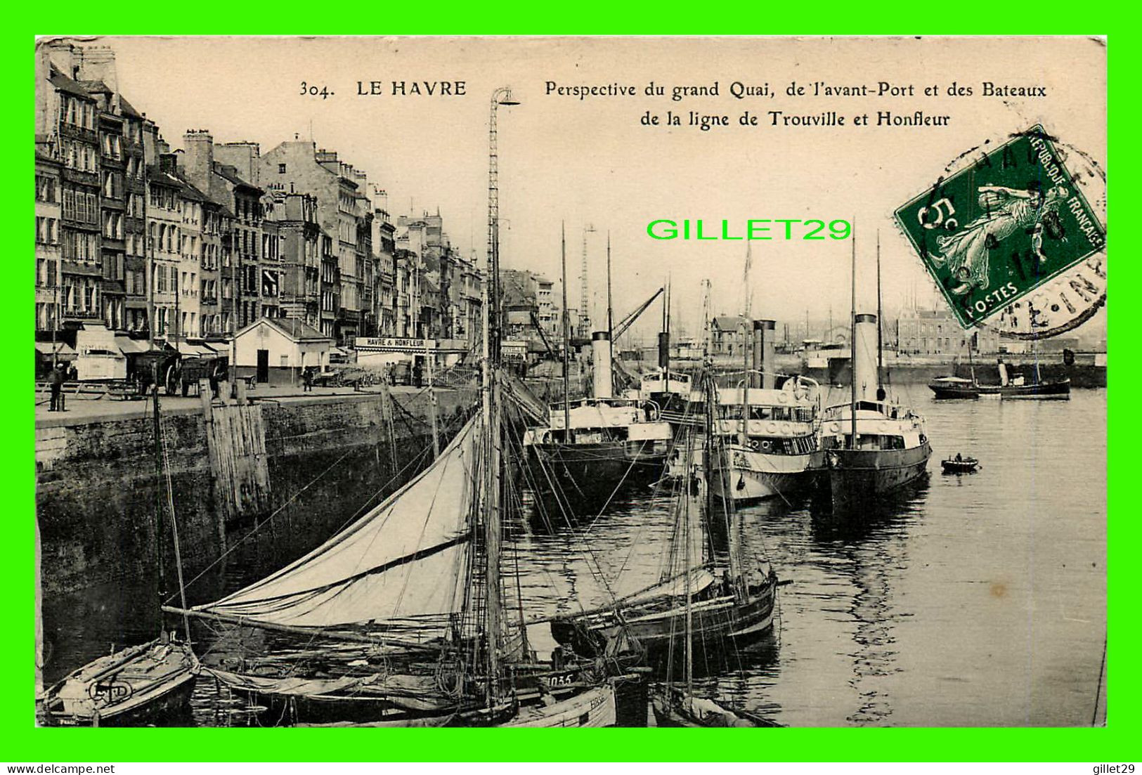 SHIP, BATEAUX - LE HAVRE (76) PERSPECTIVE DU GRAND QUAI, DE L'AVANT-PORT ET DES BATEAUX - CIRCULÉE EN 1912 - - Commerce