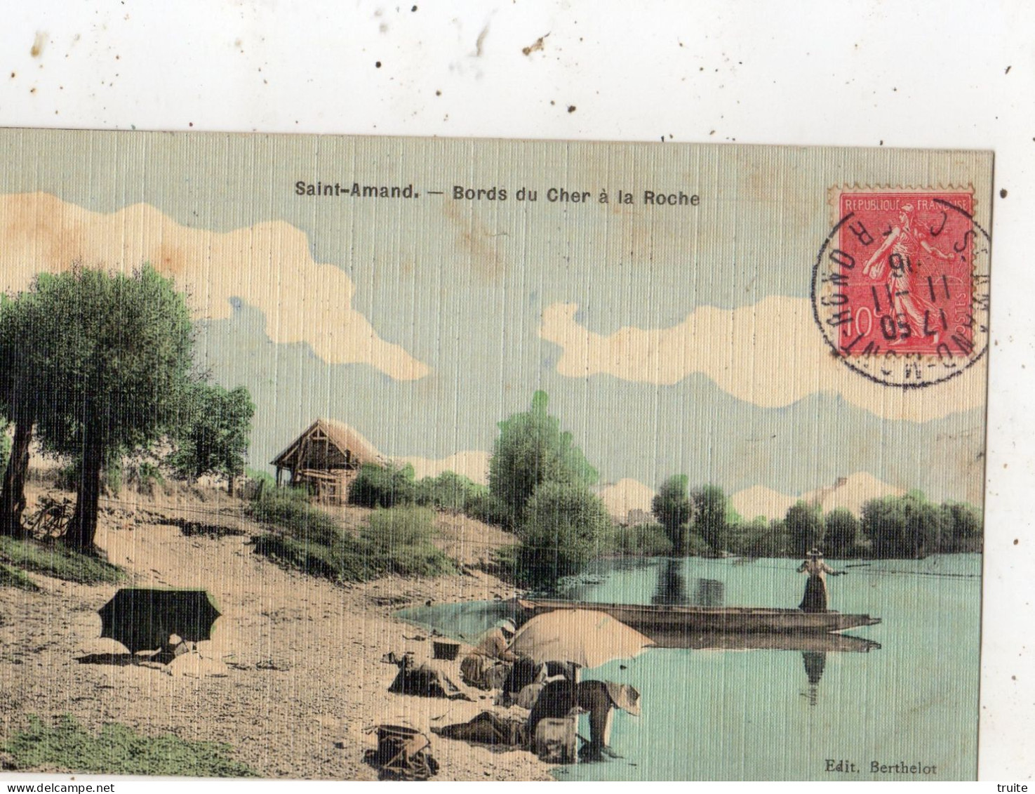 SAINT-AMAND-MONTROND BORDS DU CHER A LA ROCHE ( LAVANDIERES ) ( CARTE TOILEE ET COLORISEE ) - Saint-Amand-Montrond