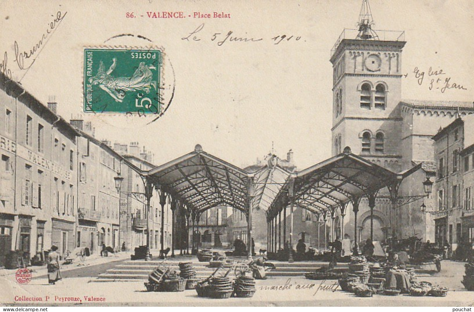 QU 6-(26) VALENCE - PLACE BELAT - HALLES - ETALS , MARCHANDS - 2 SCANS - Valence