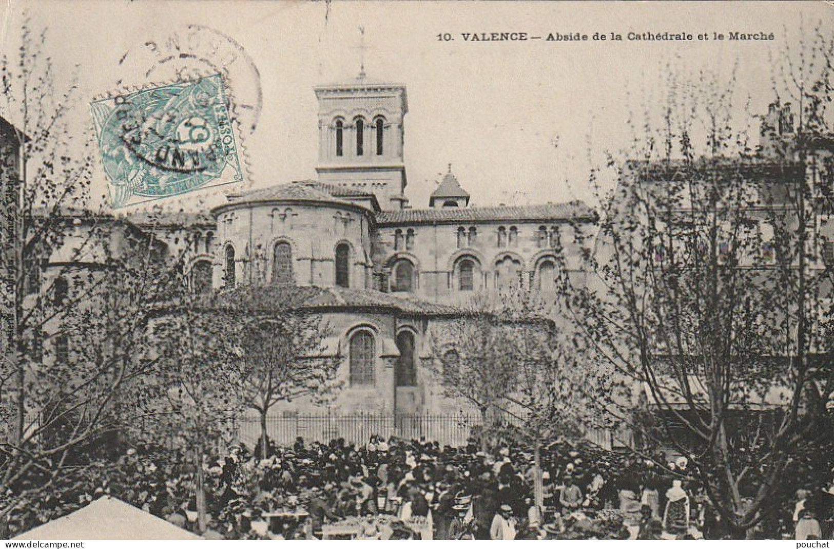 QU 6-(26) VALENCE - ABSIDE DE LA CATHEDRALE ET LE MARCHE - ETALS , CHALANDS ET MARCHANDS- 2 SCANS  - Valence